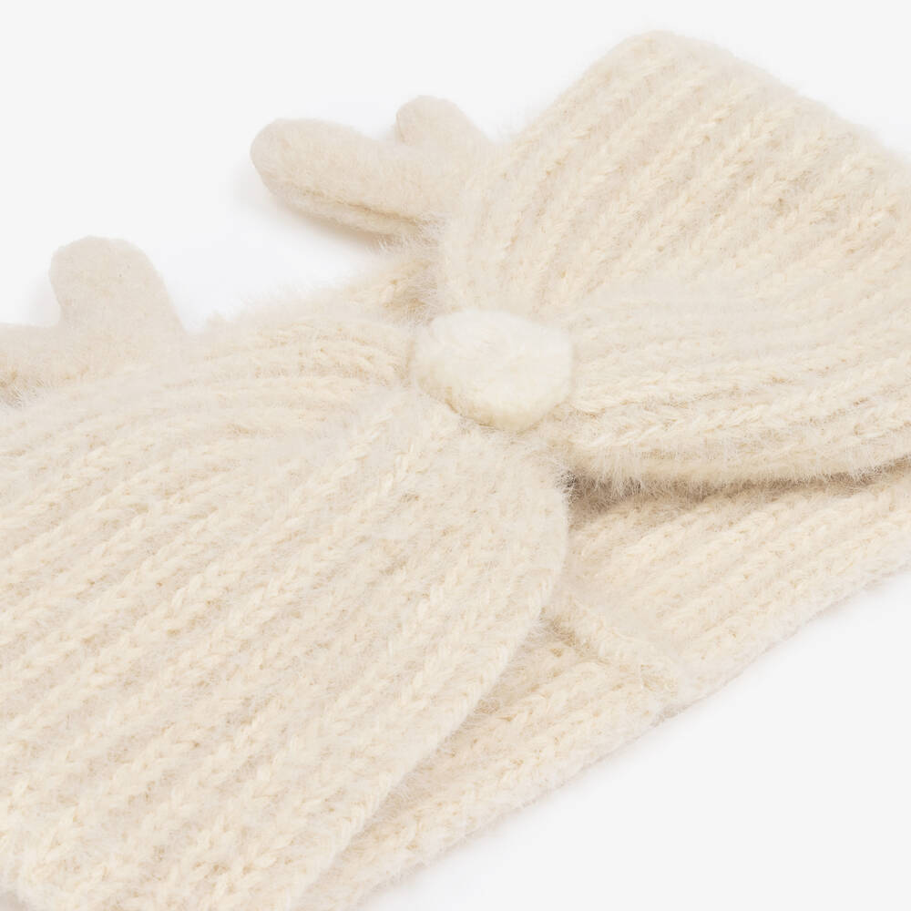 Jamiks-Girls Ivory Knitted Antler Headband | Childrensalon
