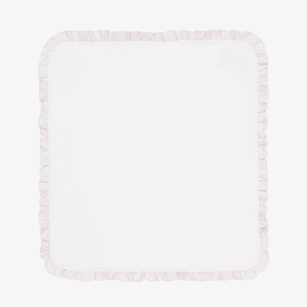 Jamiks-بطانية قطيفة بفيونكة وكشكش لون زهري وعاجي للبنات الرضع (85 سم) | Childrensalon