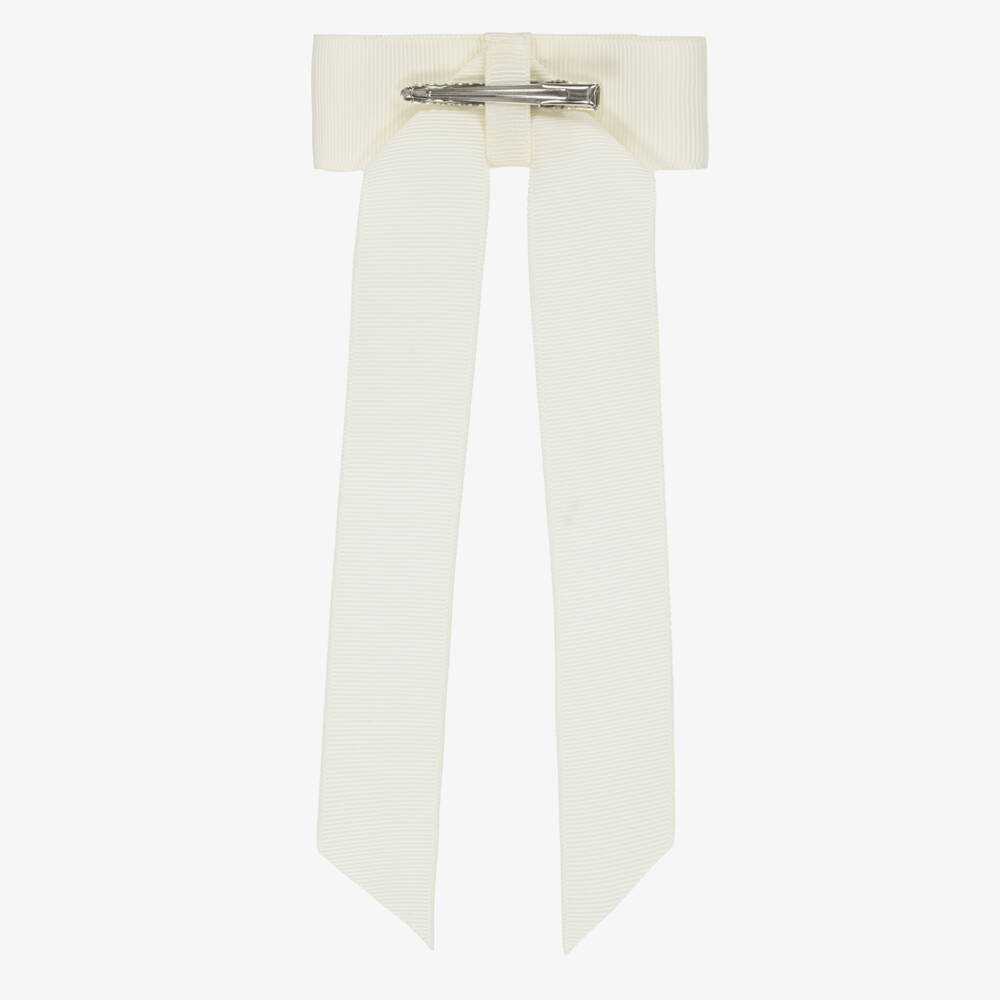 Jamiks-Girls Ivory Ribbon Bow Hair Clip (9cm) | Childrensalon