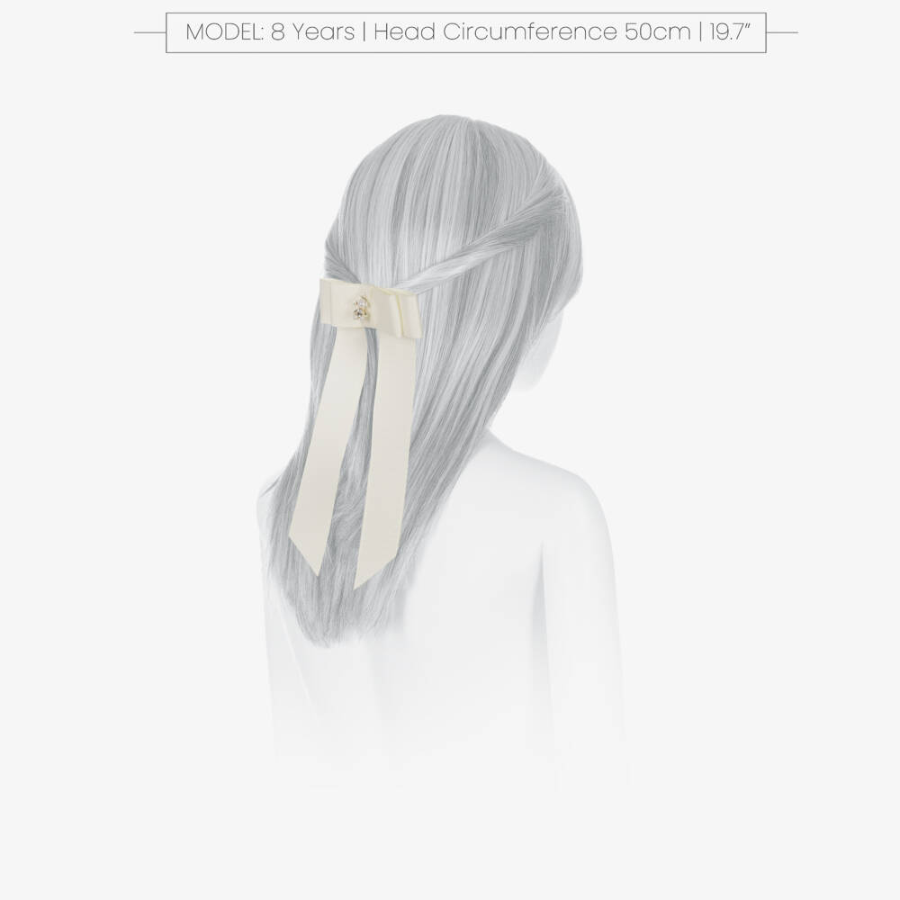 Jamiks-Girls Ivory Ribbon Bow Hair Clip (9cm) | Childrensalon