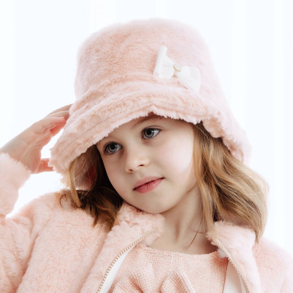 Jamiks-Girls Pale Pink Faux Fur Bucket Hat | Childrensalon