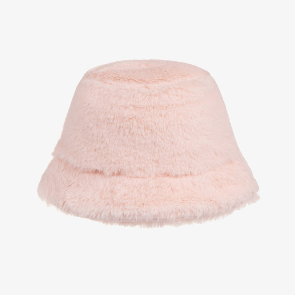 Jamiks-Girls Pale Pink Faux Fur Bucket Hat | Childrensalon
