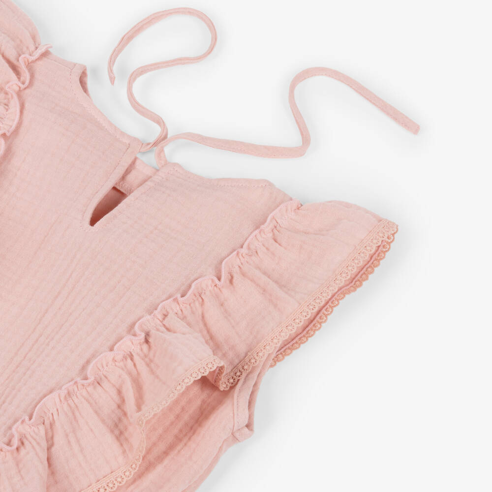 Jamiks-Girls Pink Cheesecloth Shorts Set with Ruffles | Childrensalon
