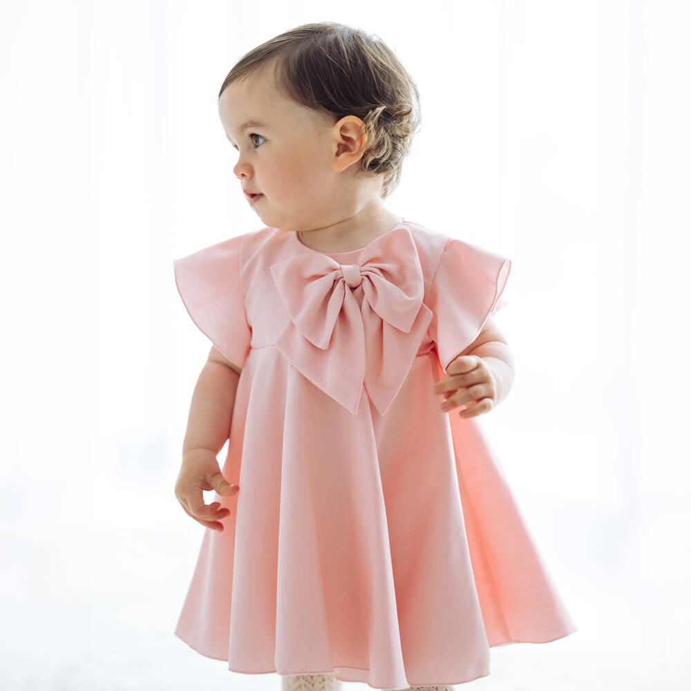 Jamiks-فستان لون زهري مع فيونكة كبيرة للبنات | Childrensalon