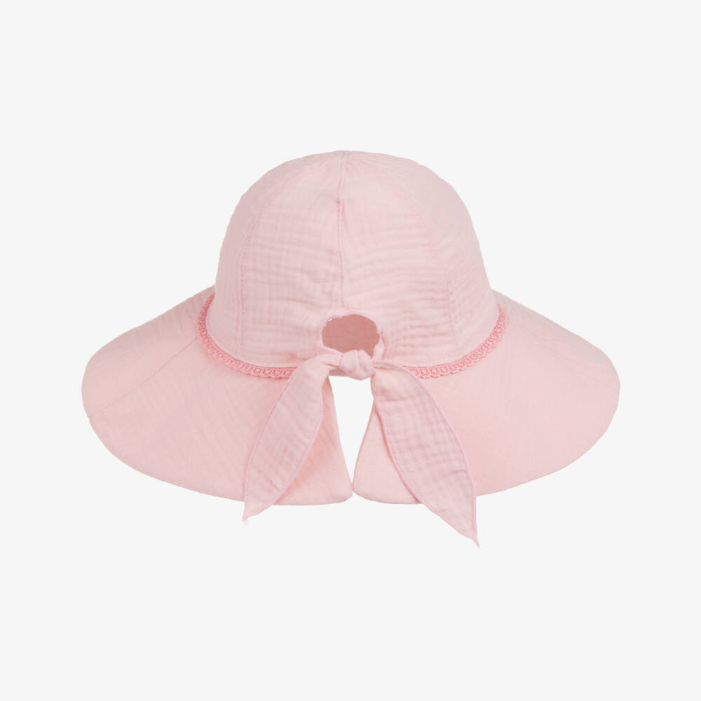 Jamiks-Girls Pink Green Organic Cotton Sun Hat | Childrensalon