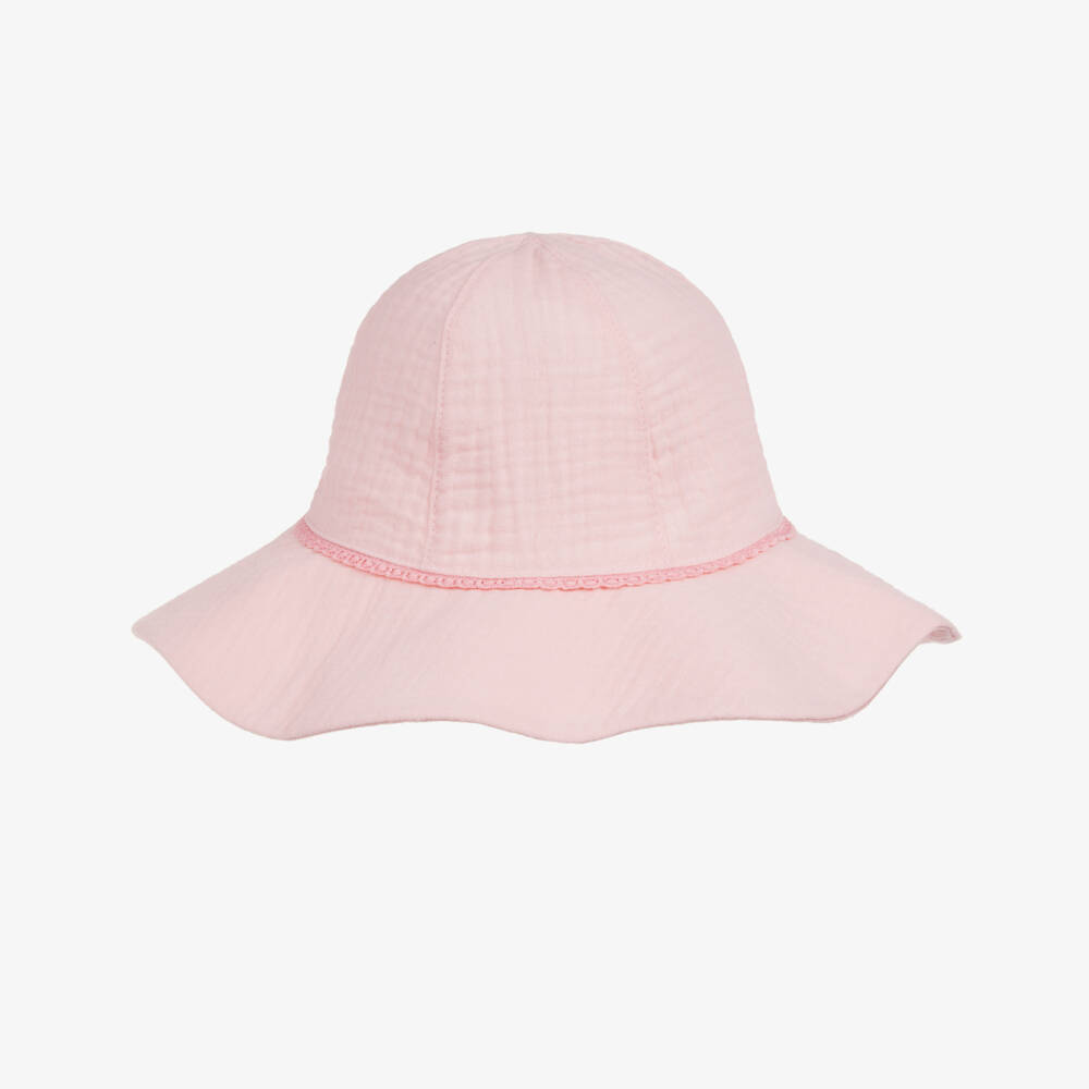 Jamiks-Girls Pink Green Organic Cotton Sun Hat | Childrensalon
