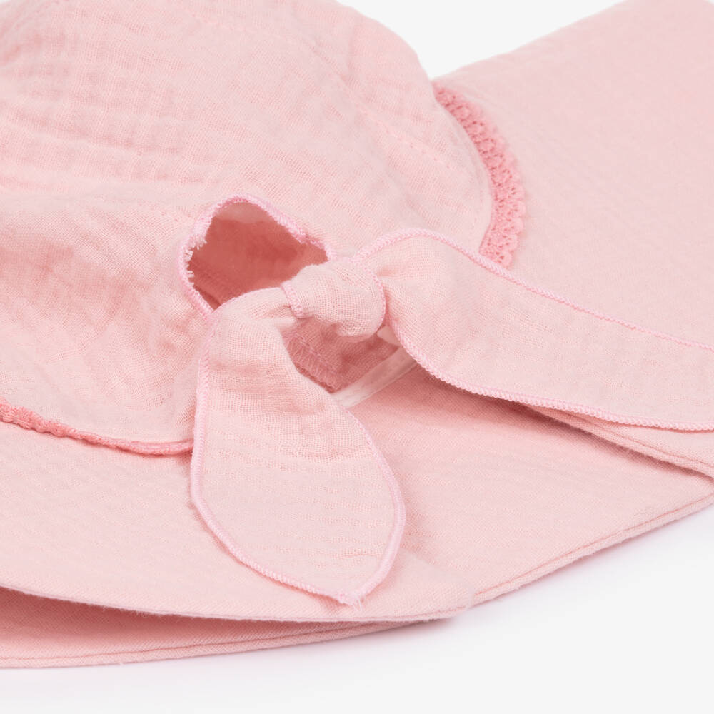Jamiks-Girls Pink Green Organic Cotton Sun Hat | Childrensalon