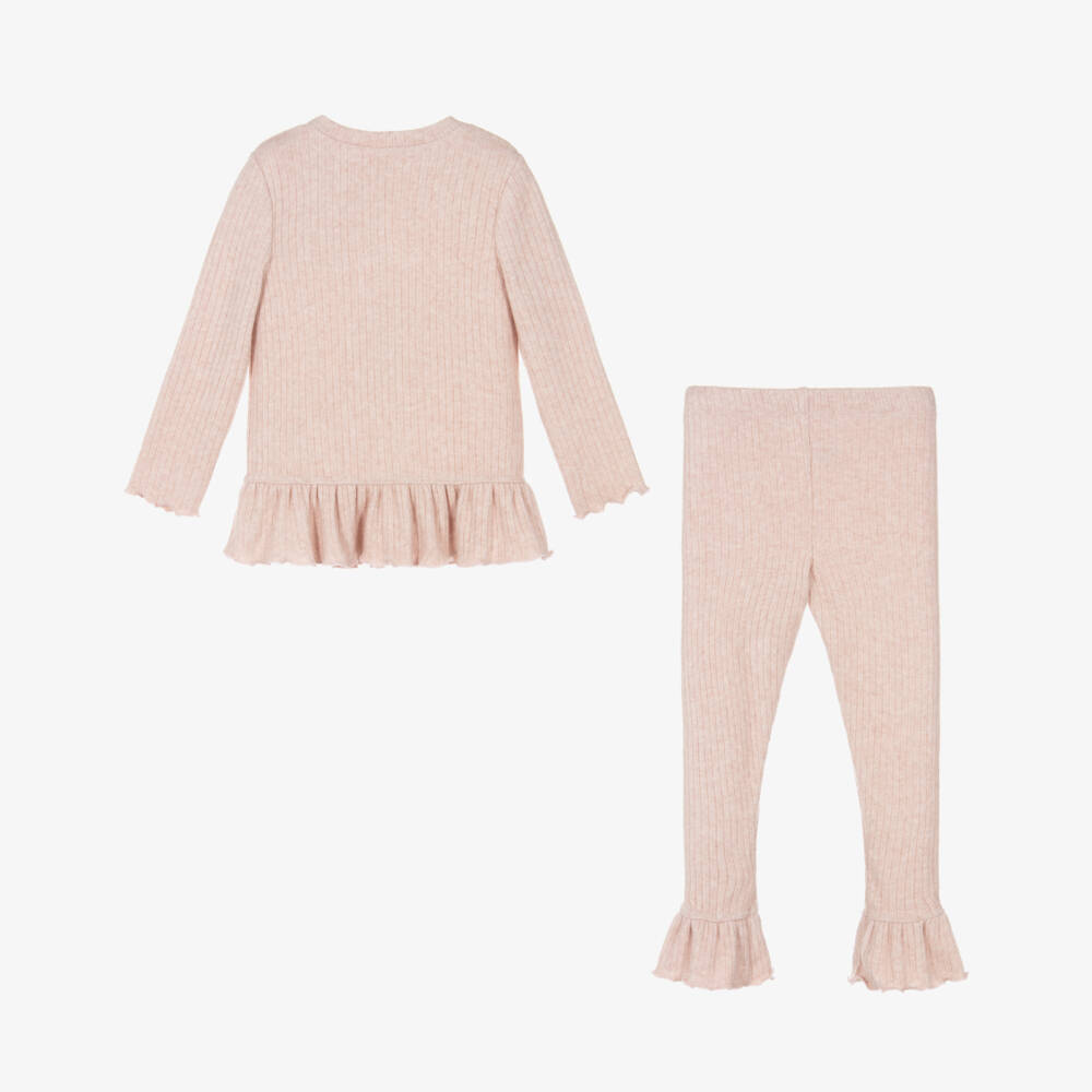 Jamiks-Girls Pink Knitted Leggings Set with Bows | Childrensalon
