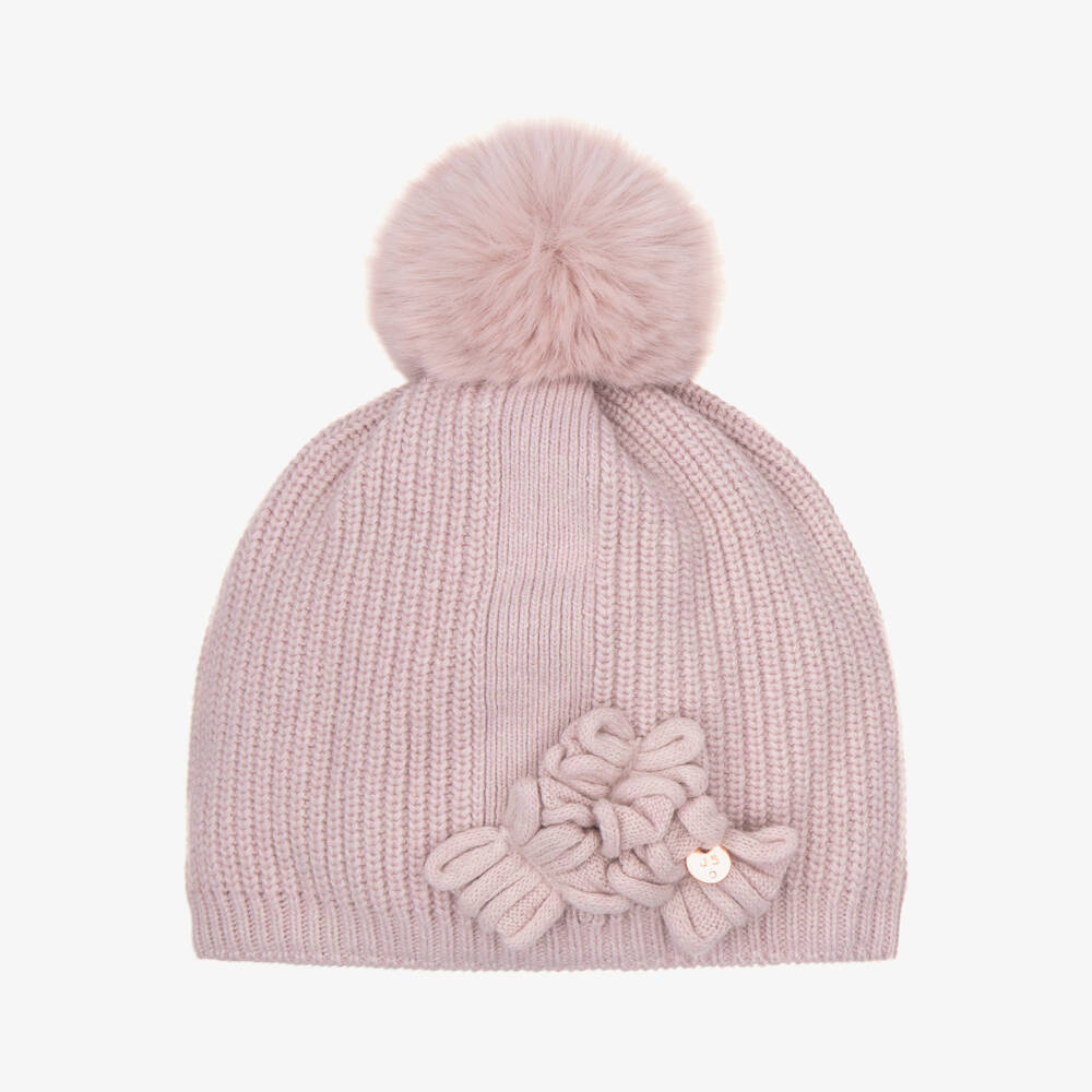 Jamiks-Girls Pink Knitted Pom-Pom Bobble Hat | Childrensalon