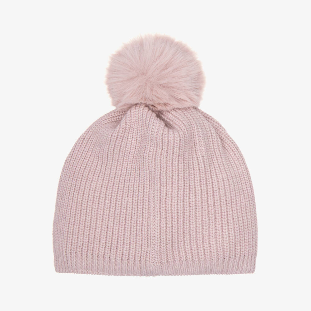 Jamiks-Girls Pink Knitted Pom-Pom Bobble Hat | Childrensalon