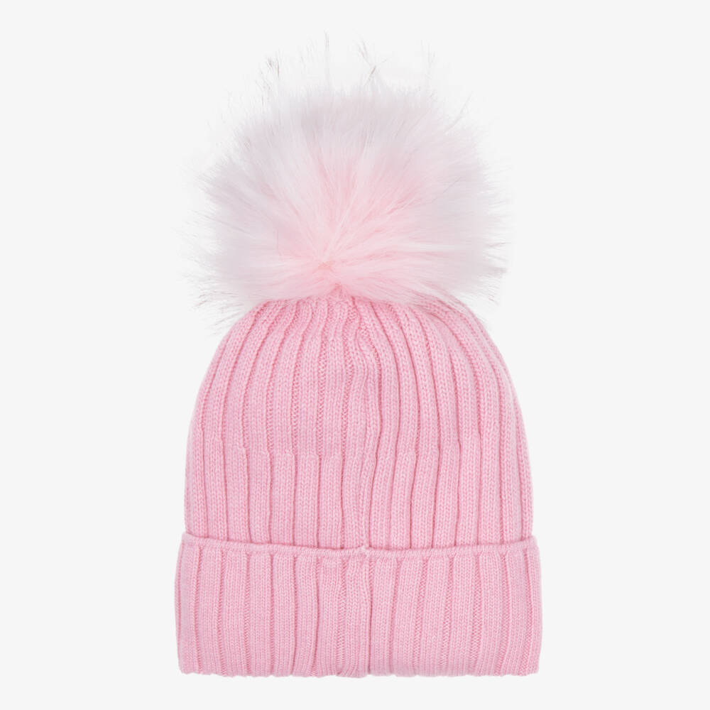 Jamiks-Girls Pink Knitted Pom-Pom Bobble Hat | Childrensalon