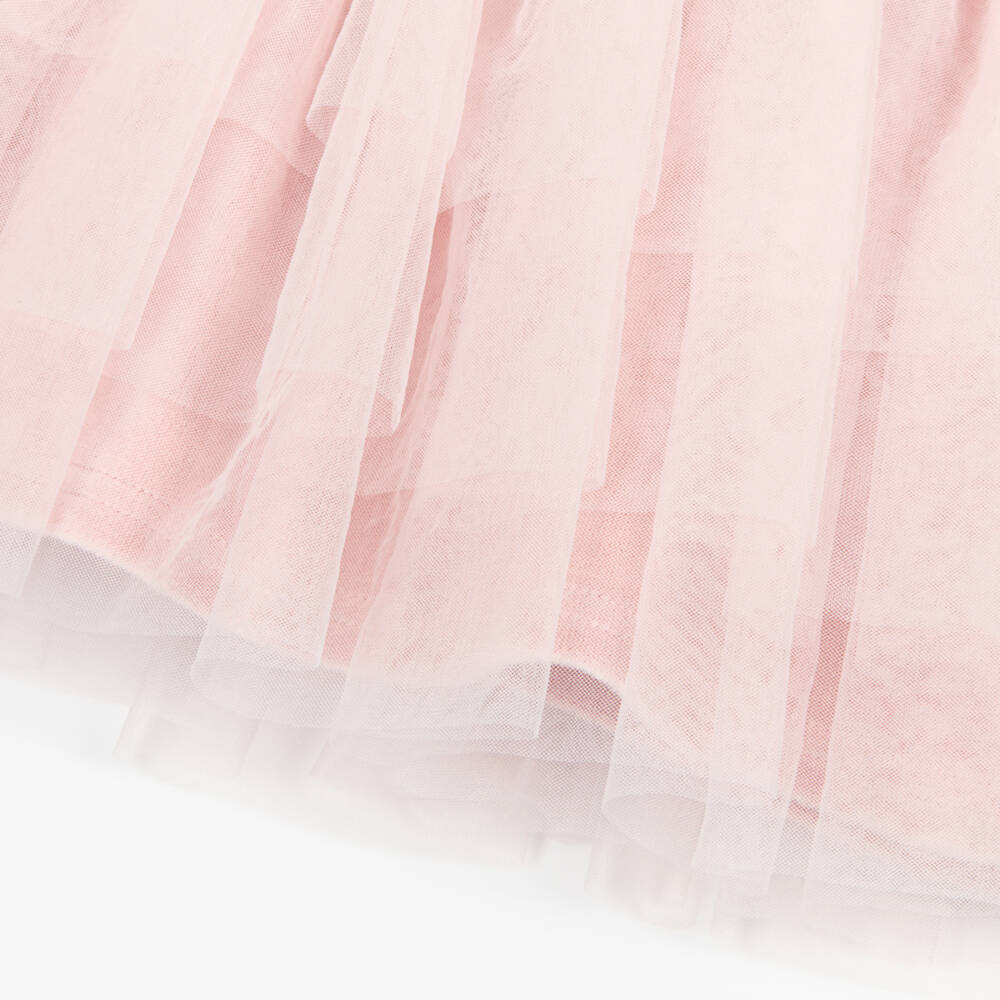Jamiks-Girls Pink Velour Bow Dress with Tulle Skirt  | Childrensalon