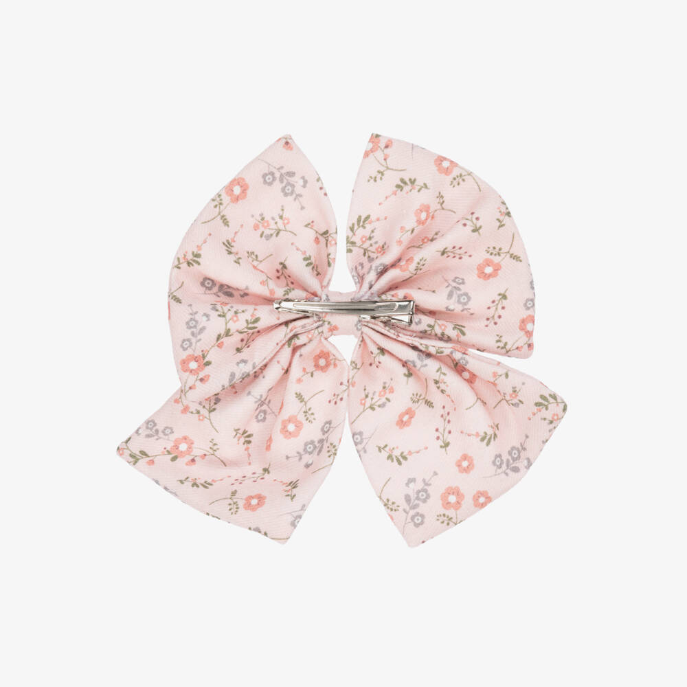 Jamiks-Girls Rose Pink Floral Bow Hair Clip (11cm) | Childrensalon