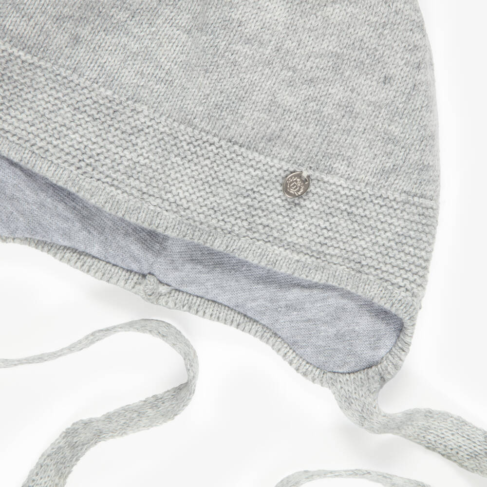 Jamiks-Grey Pom Pom-Pom Hat with Wool & Cashmere | Childrensalon