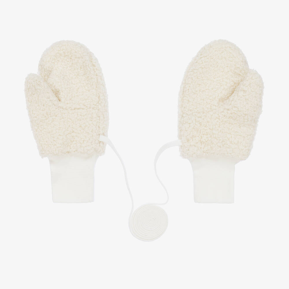 Jamiks-Ivory Bouclé Fleece Mittens | Childrensalon