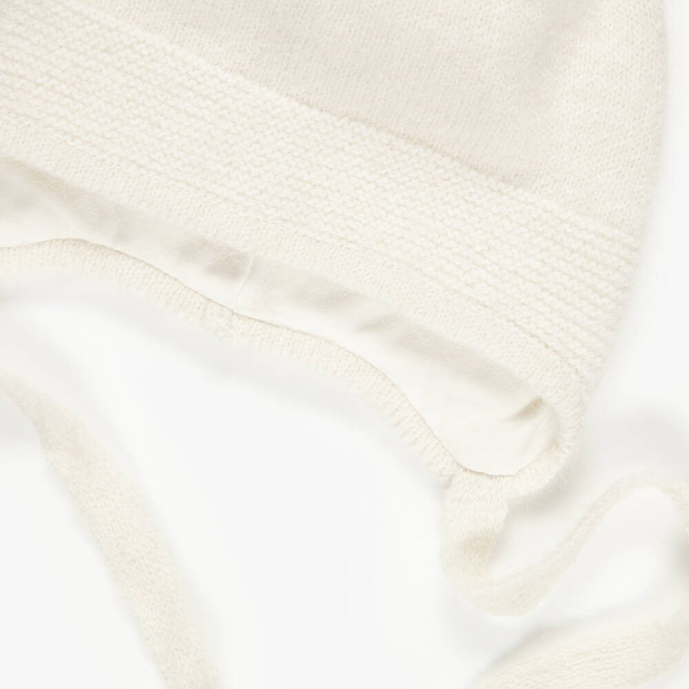 Jamiks-Ivory Knitted Hat with Faux Fur Pom-Pom | Childrensalon