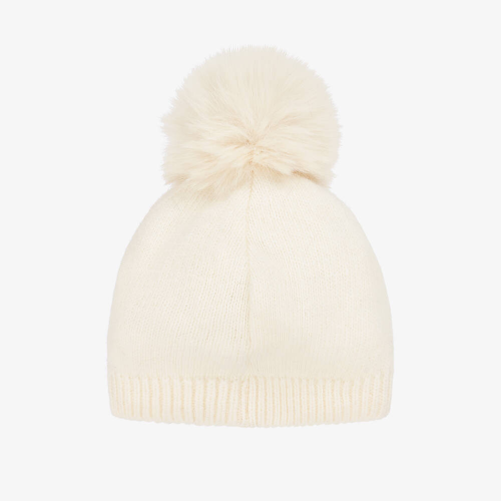 Jamiks-قبعة فرو صناعي وصوف محبوك لون عاجي  | Childrensalon