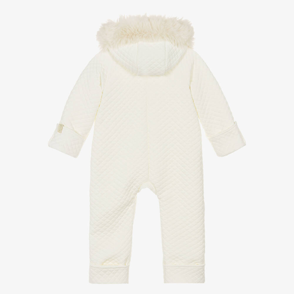 Jamiks-Ivory Quilted Jersey Pramsuit | Childrensalon