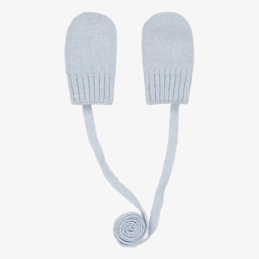 Jamiks-Pale Blue Knitted Baby Mittens | Childrensalon
