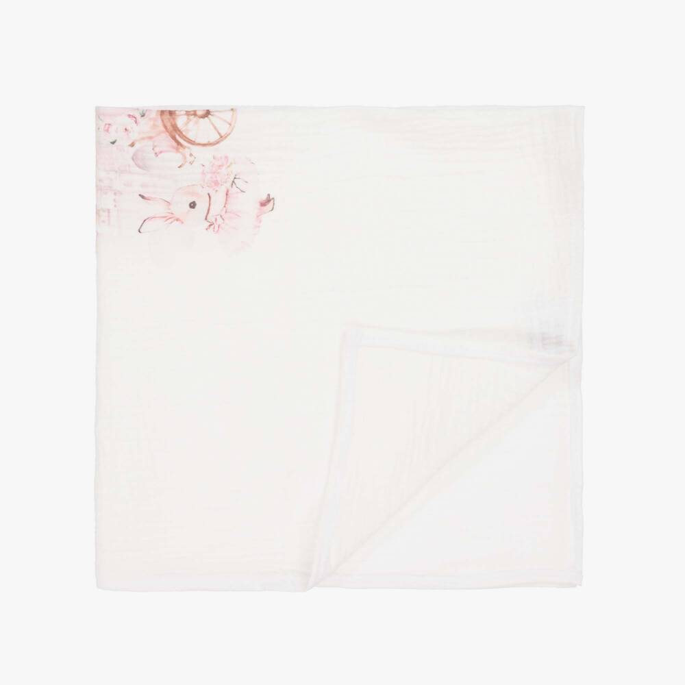 Jamiks-Pink Cotton Rabbit Muslin & Dummy Clip Set  | Childrensalon