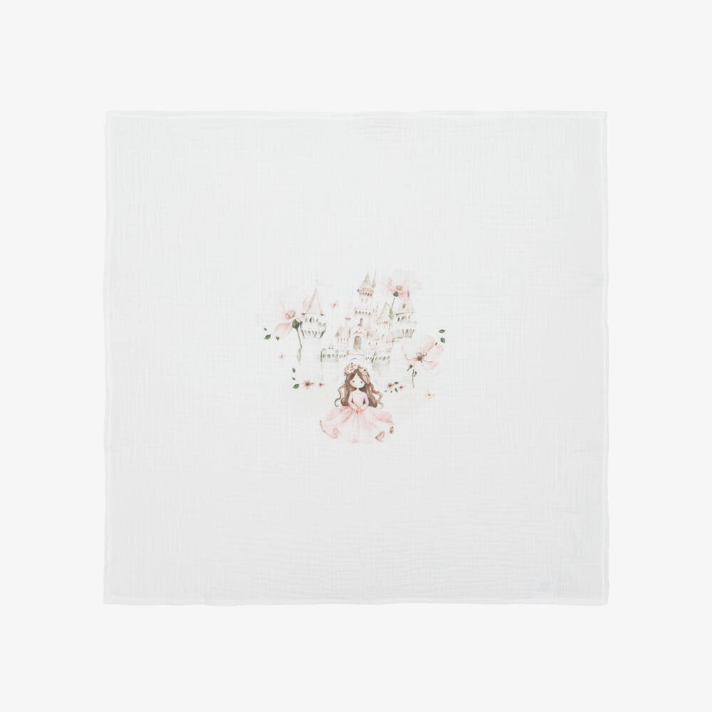 Jamiks-White & Beige Cotton Princess Muslin Cloths (2 Pack) | Childrensalon