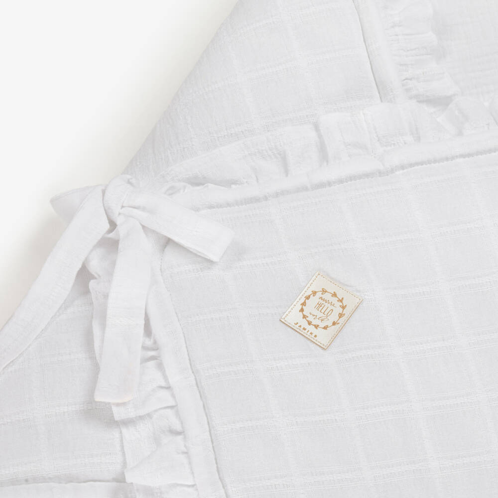 Jamiks-White Cotton Ruffled Baby Nest (70cm) | Childrensalon