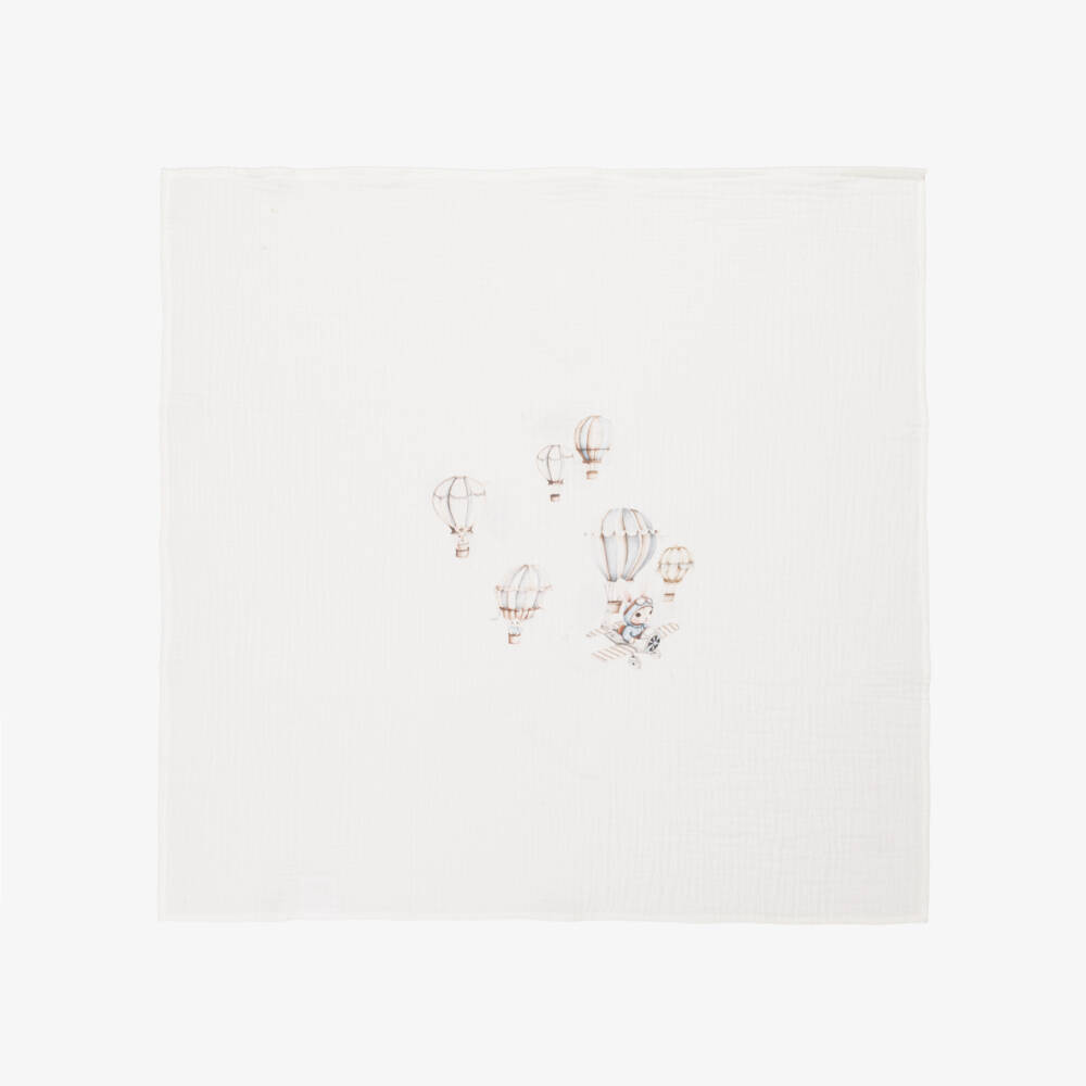 Jamiks-White & Pink Cotton Hot Air Balloon Muslin Cloths (2 Pack) | Childrensalon