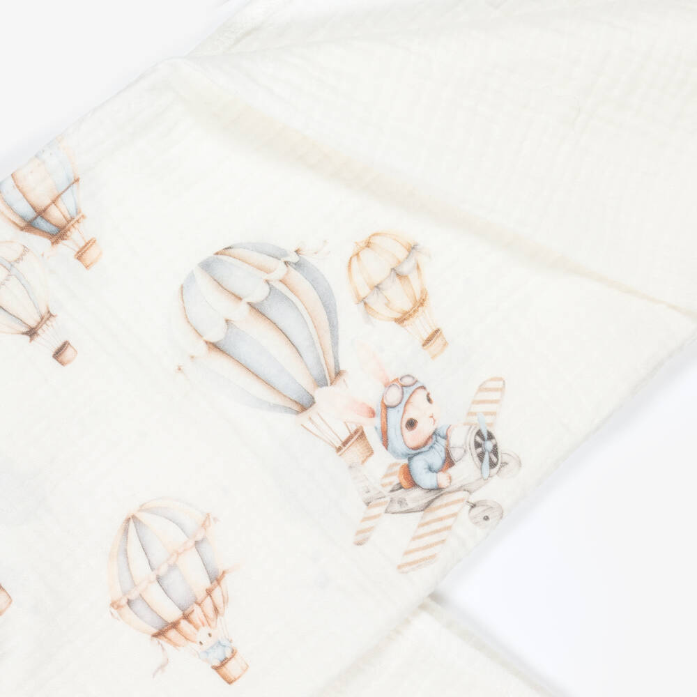 Jamiks-White & Pink Cotton Hot Air Balloon Muslin Cloths (2 Pack) | Childrensalon