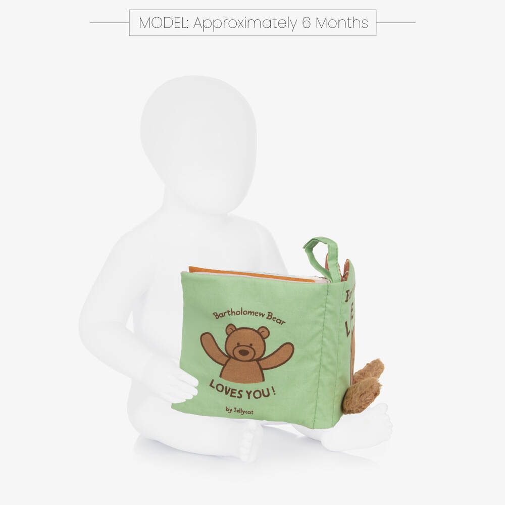 Jellycat-Bartholomew Bear Loves You! Fabric Book (14cm) | Childrensalon