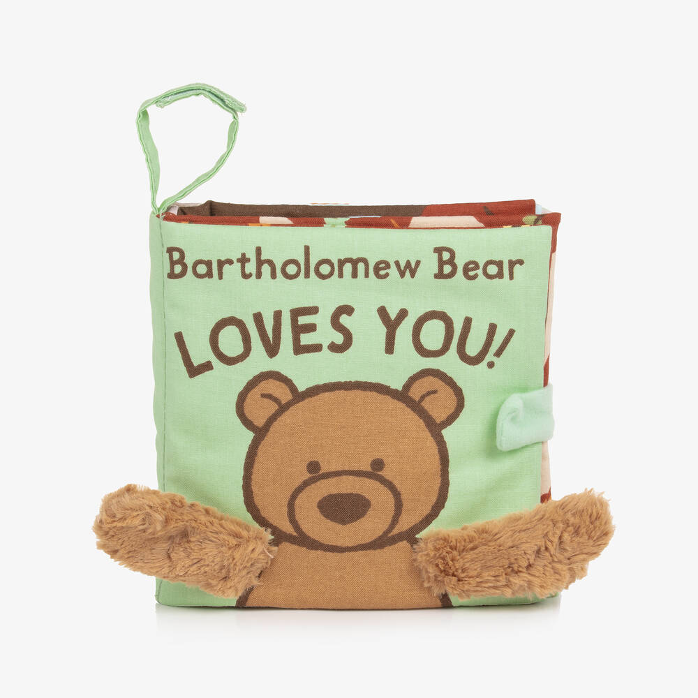 Jellycat-Bartholomew Bear Loves You! Fabric Book (14cm) | Childrensalon