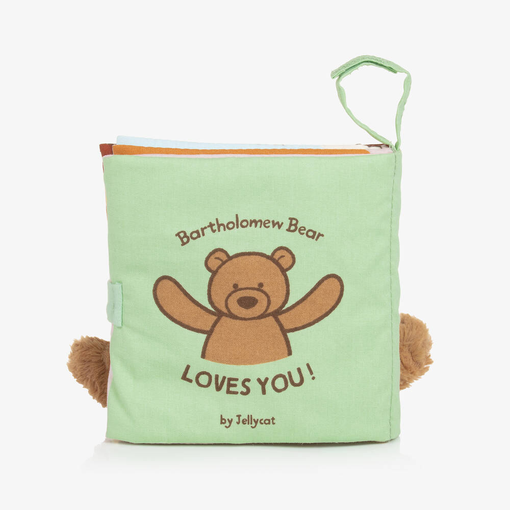 Jellycat-Bartholomew Bear Loves You! Fabric Book (14cm) | Childrensalon