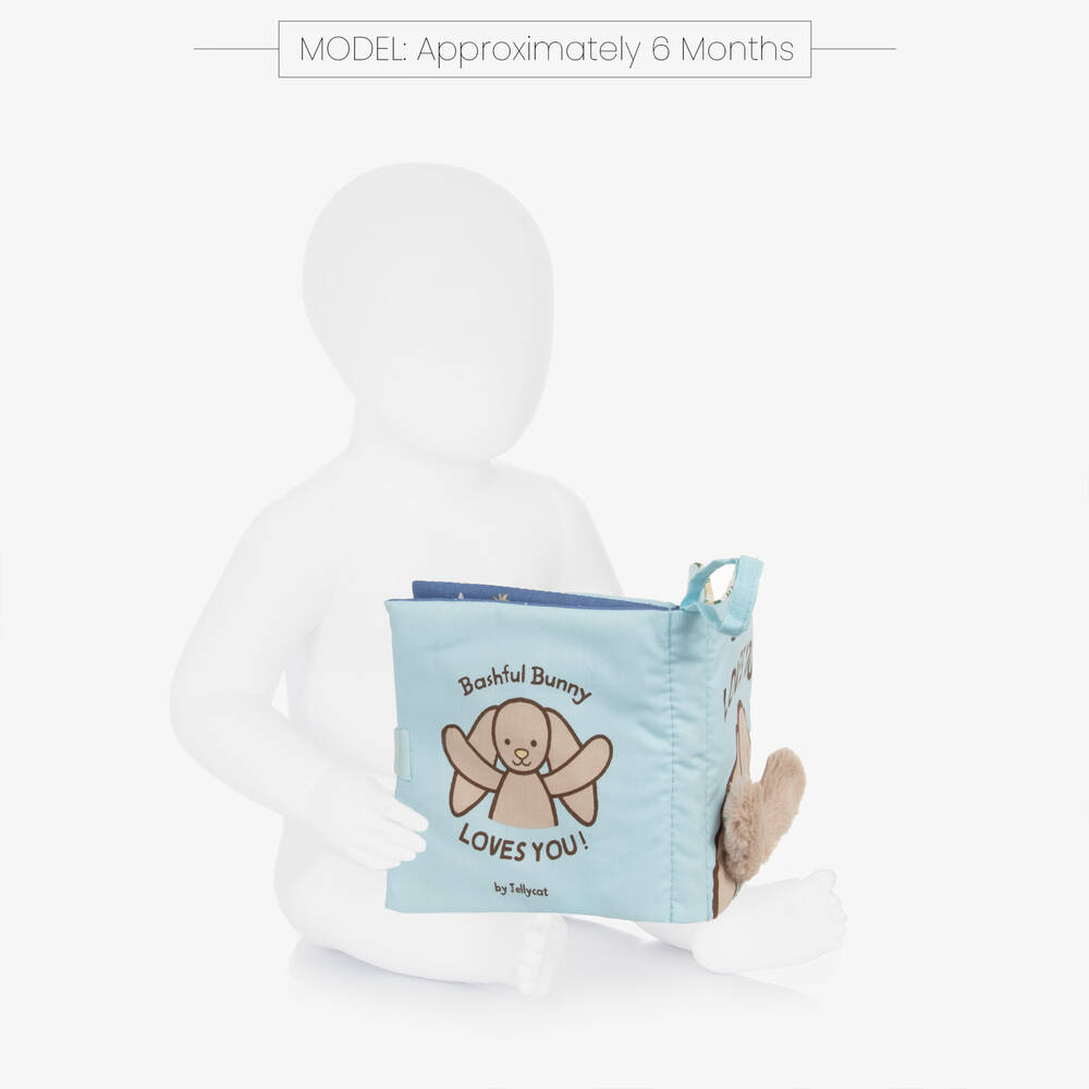 Jellycat-Книга из ткани "Зайка стесняшка любит тебя" (14см) | Childrensalon