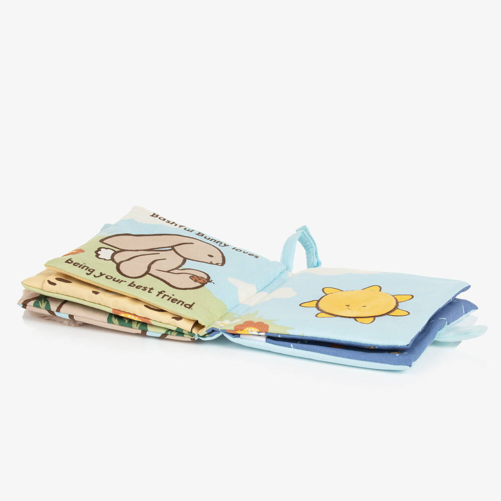 Jellycat-Книга из ткани "Зайка стесняшка любит тебя" (14см) | Childrensalon