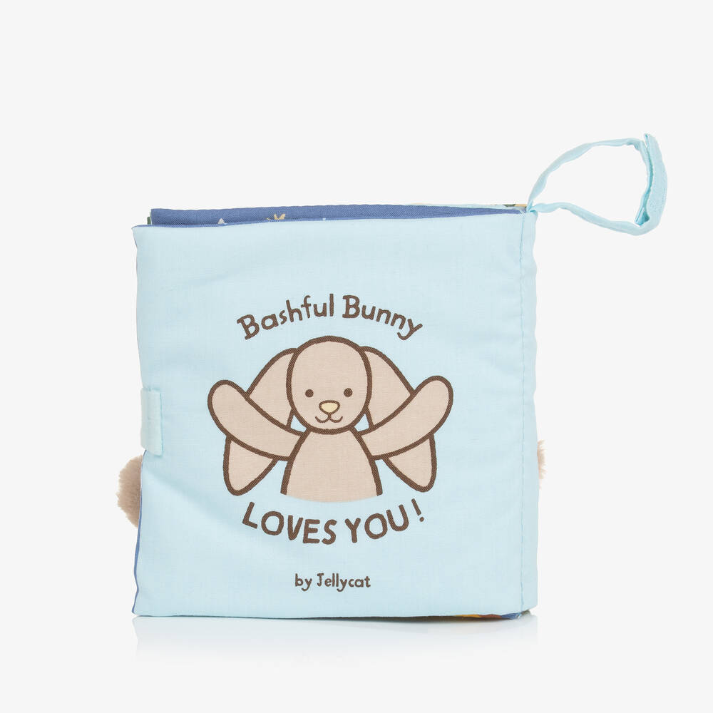 Jellycat-Книга из ткани "Зайка стесняшка любит тебя" (14см) | Childrensalon