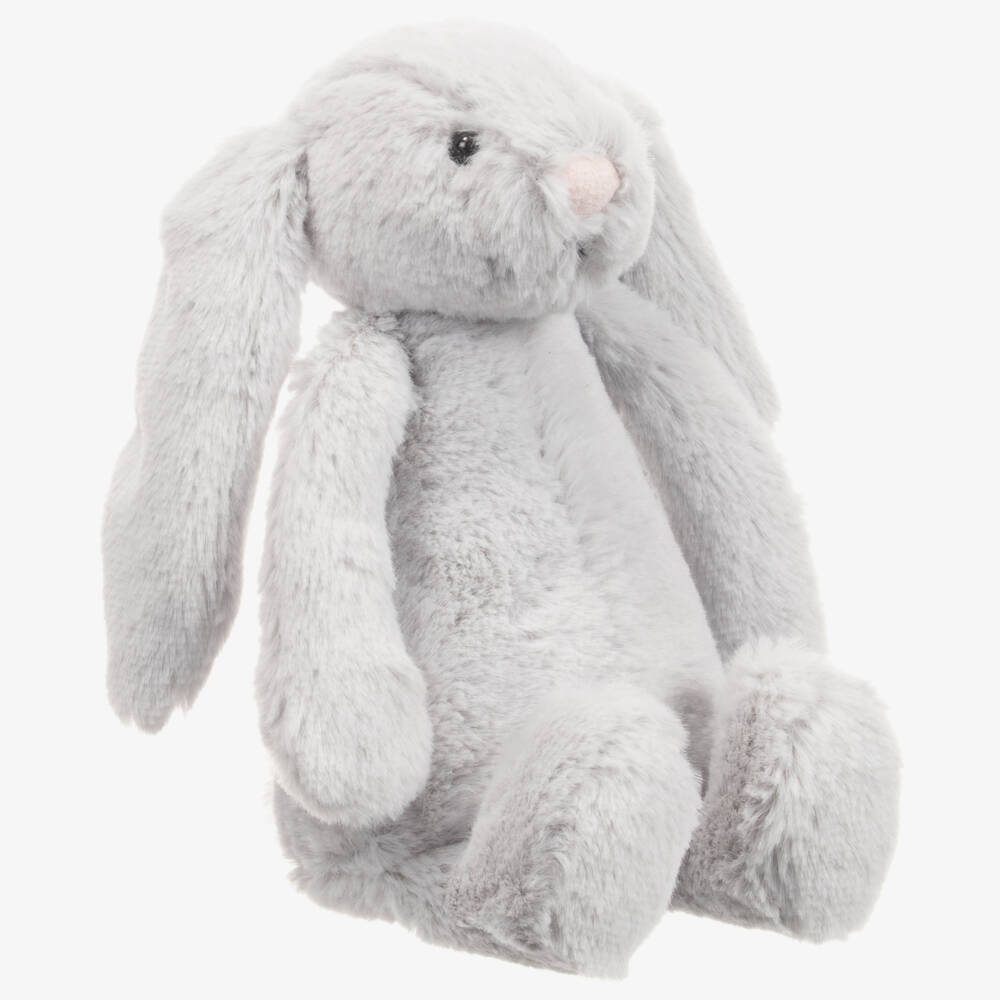 Jellycat-لعبة طرية Bashful Shimmer Bunny Rabbit فرو صناعي لون رمادي (18سم) | Childrensalon