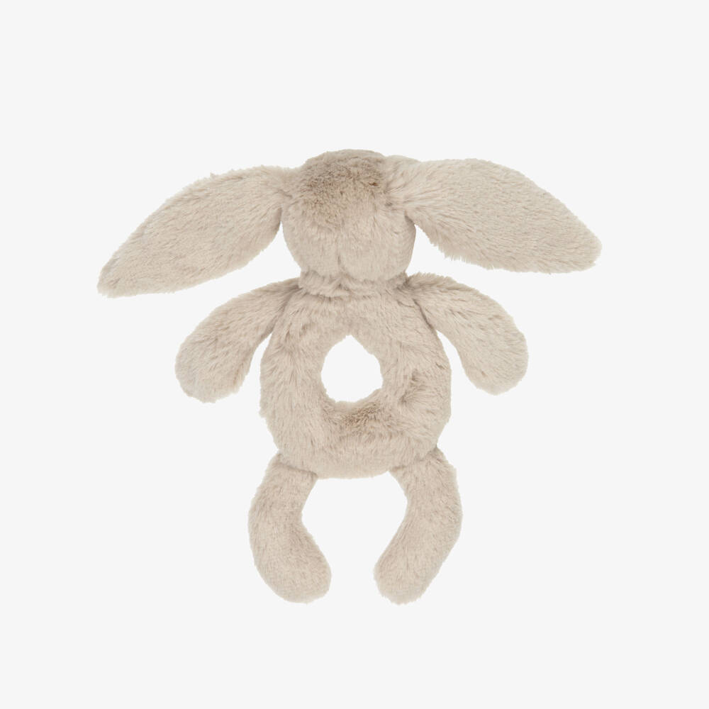 Jellycat-Beige Bashful Bunny Faux Fur Ring Rattle (18cm) | Childrensalon