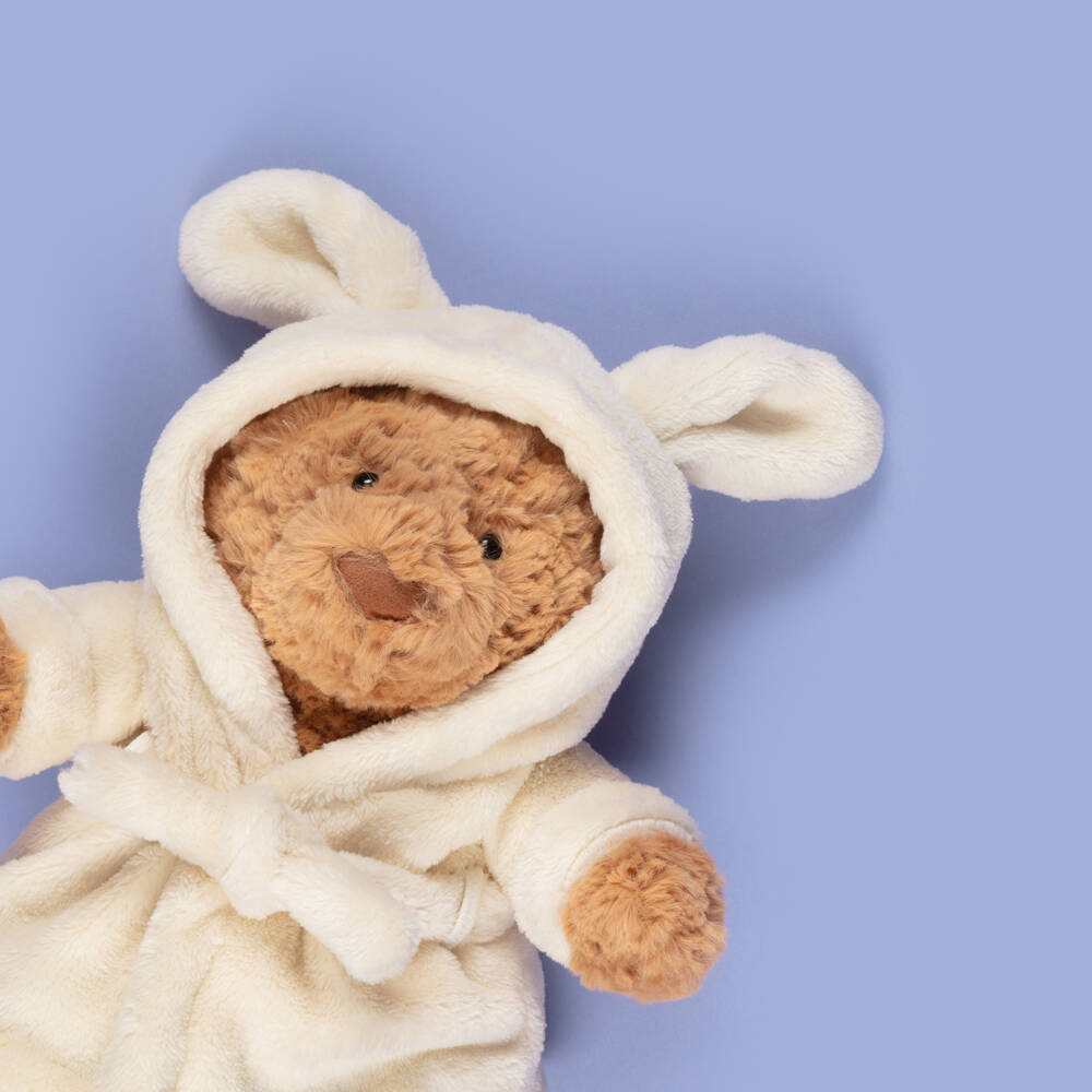 Jellycat-Beige Bathrobe Bartholomew Bear Toy (26cm) | Childrensalon