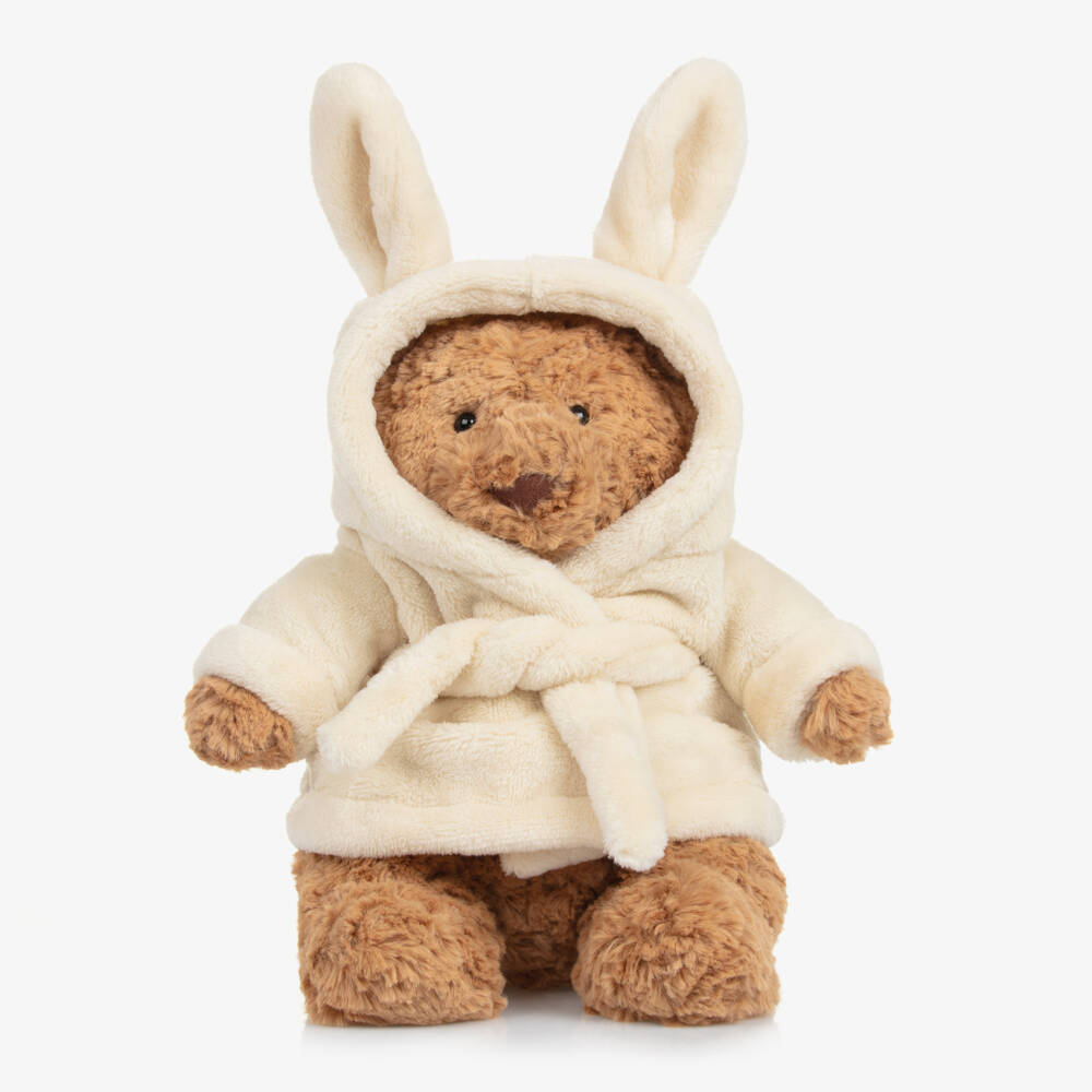 Jellycat-Beige Bathrobe Bartholomew Bear Toy (26cm) | Childrensalon