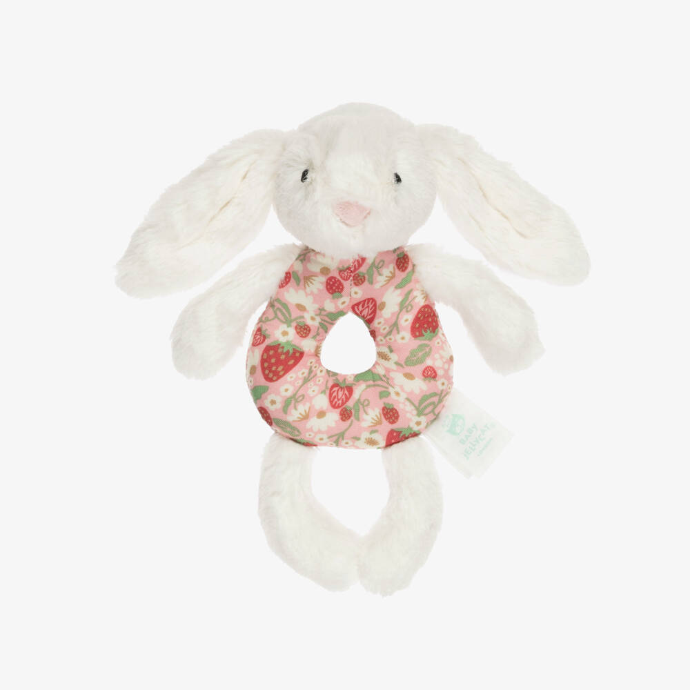 Jellycat-Blossom Cream Bunny Berry Ring Rattle (18cm) | Childrensalon