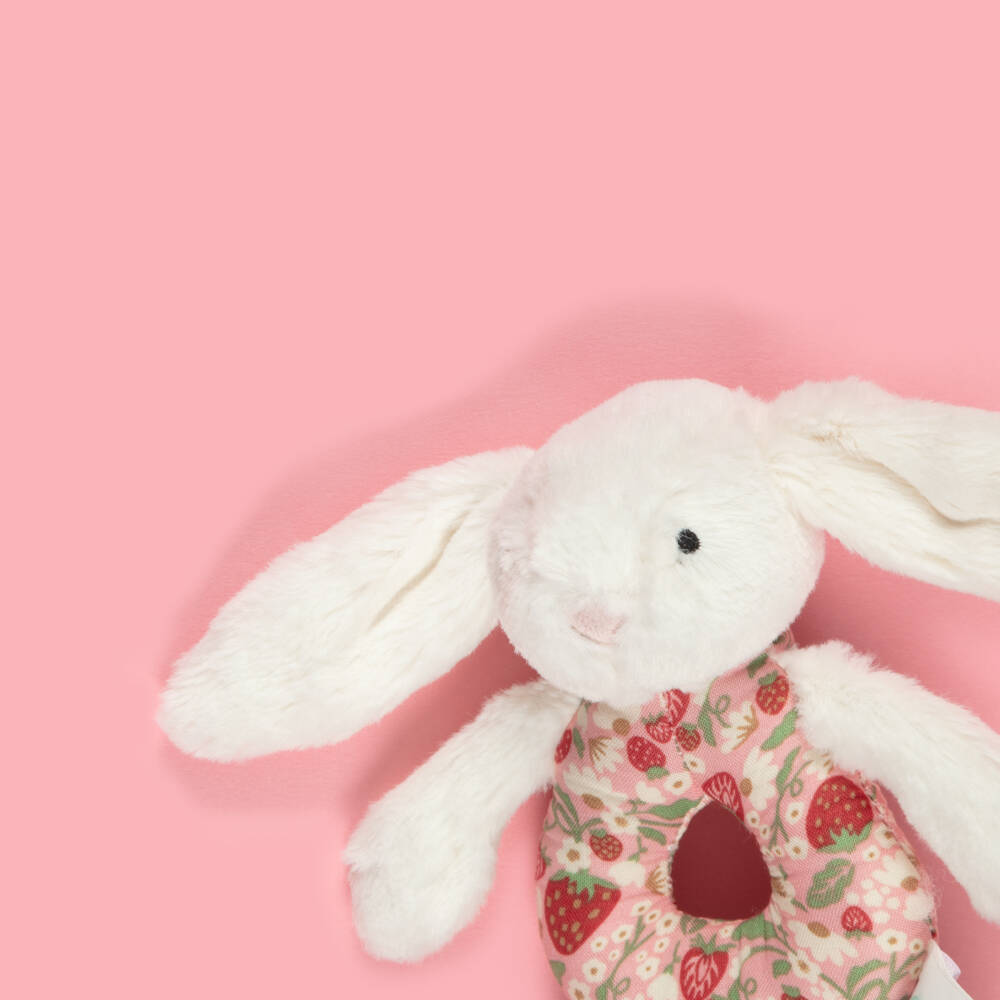 Jellycat-Blossom Cream Bunny Berry Ring Rattle (18cm) | Childrensalon