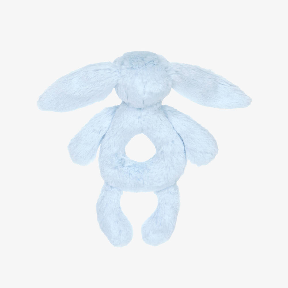 Jellycat-Blue Bashful Bunny Faux Fur Ring Rattle (18cm) | Childrensalon