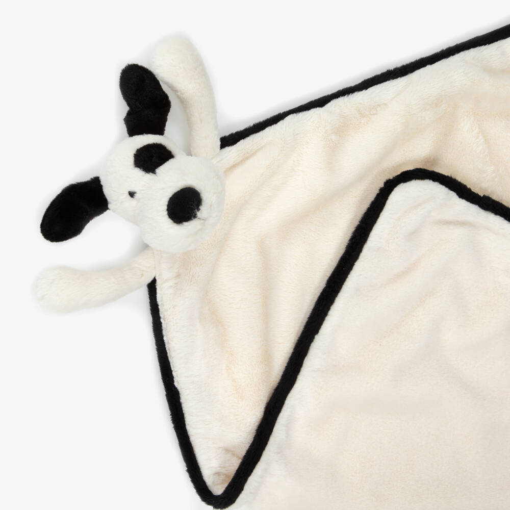 Jellycat-Cream & Black Bashful Puppy Blanket (71cm) | Childrensalon