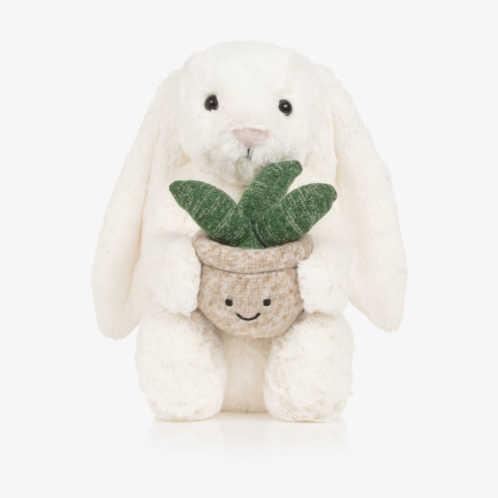 Jellycat-Cream Bunny with Plant Soft Toy (31cm) | Childrensalon