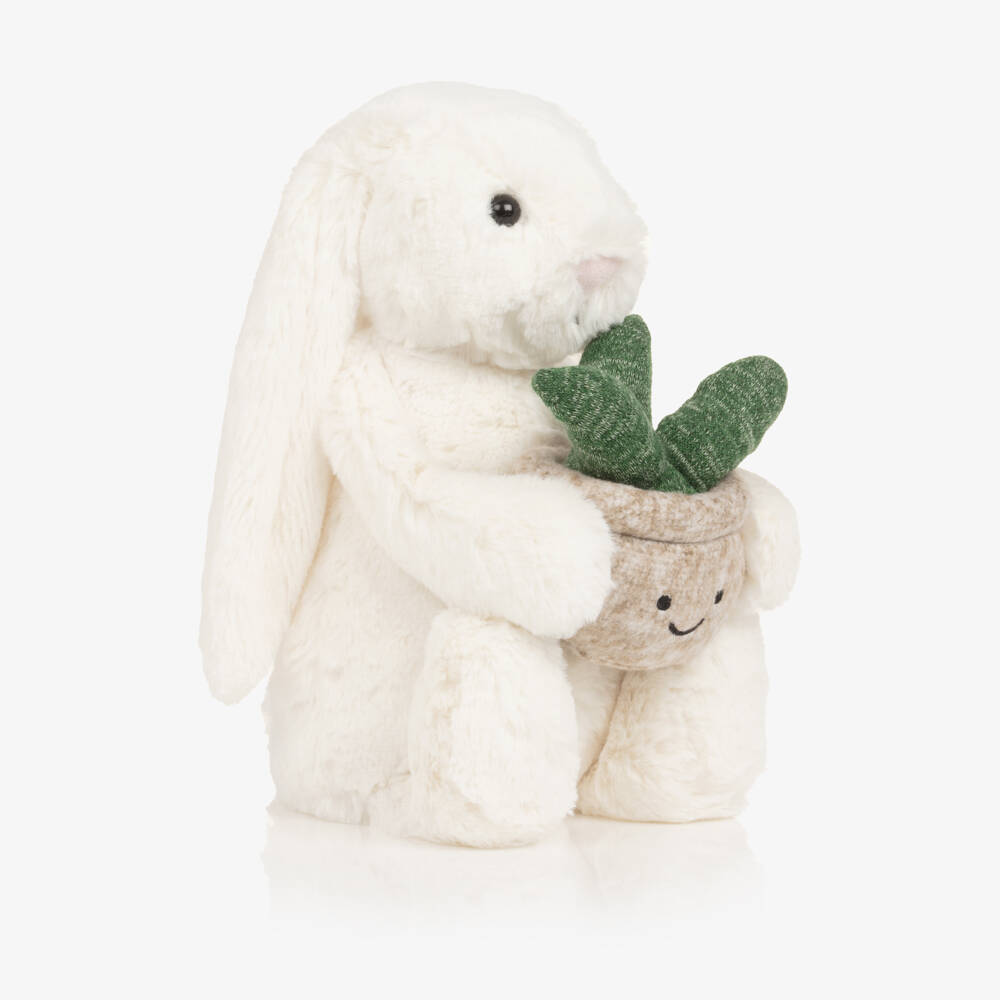 Jellycat-Cream Bunny with Plant Soft Toy (31cm) | Childrensalon