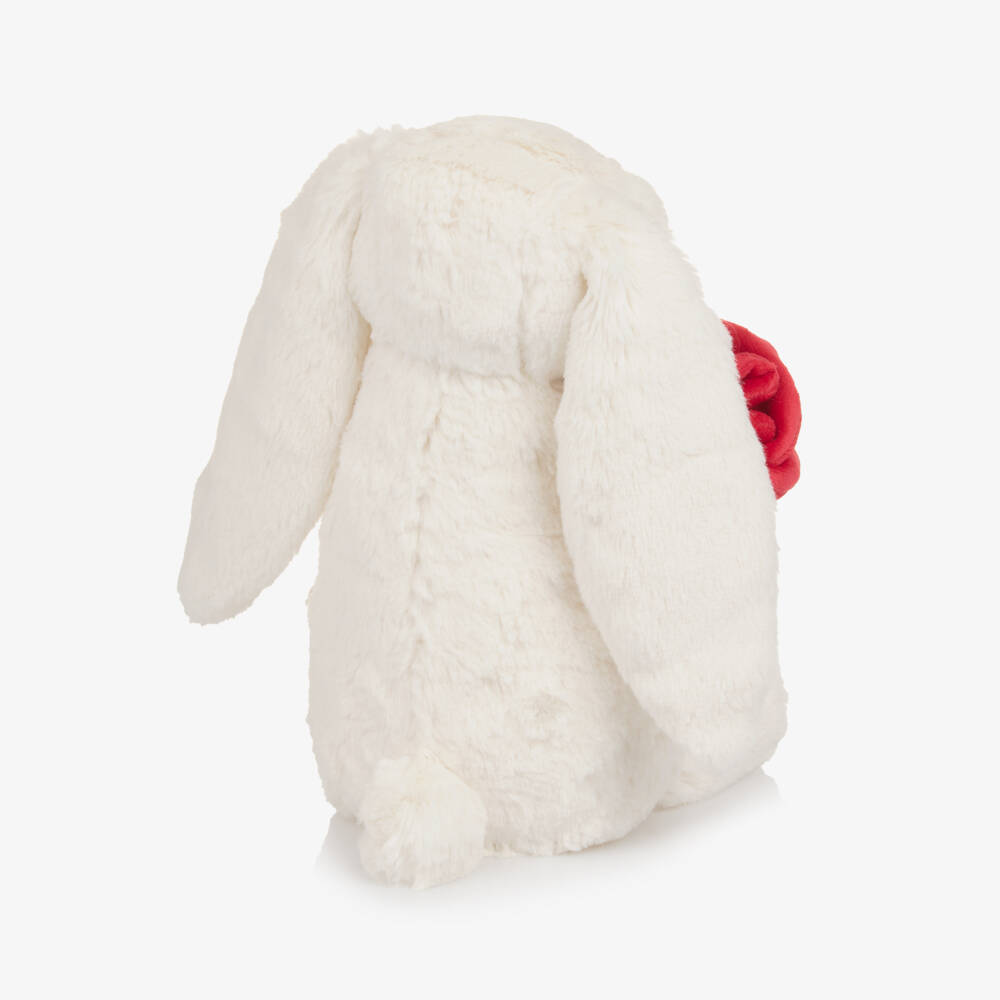 Jellycat-Cream Bunny with Rose Soft Toy (31cm) | Childrensalon