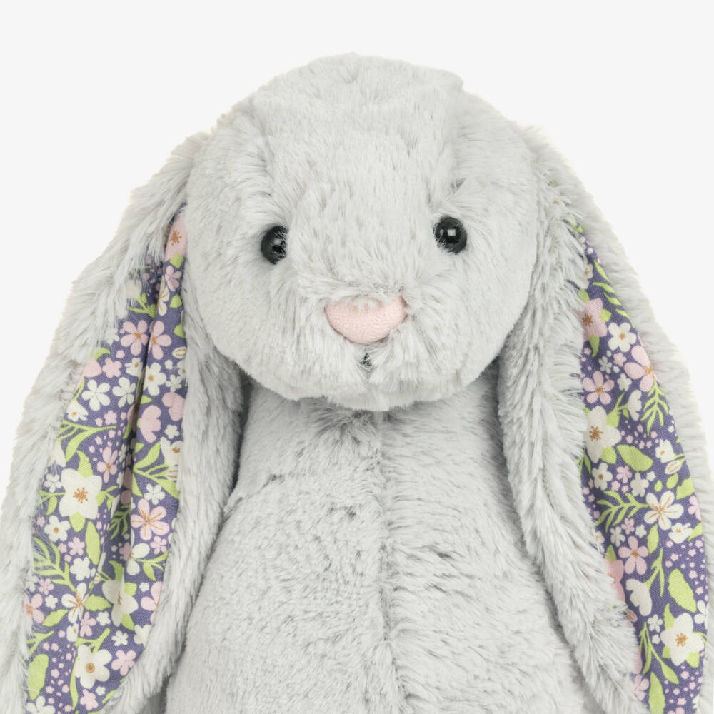 Jellycat-Grey Blossom Silver Bunny Bloom Soft Toy (28cm) | Childrensalon