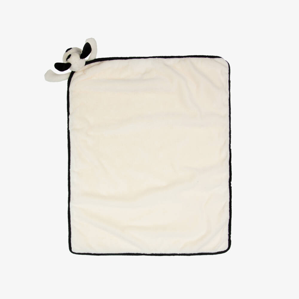 Jellycat-Ivory & Black Bashful Puppy Blanket (71cm) | Childrensalon