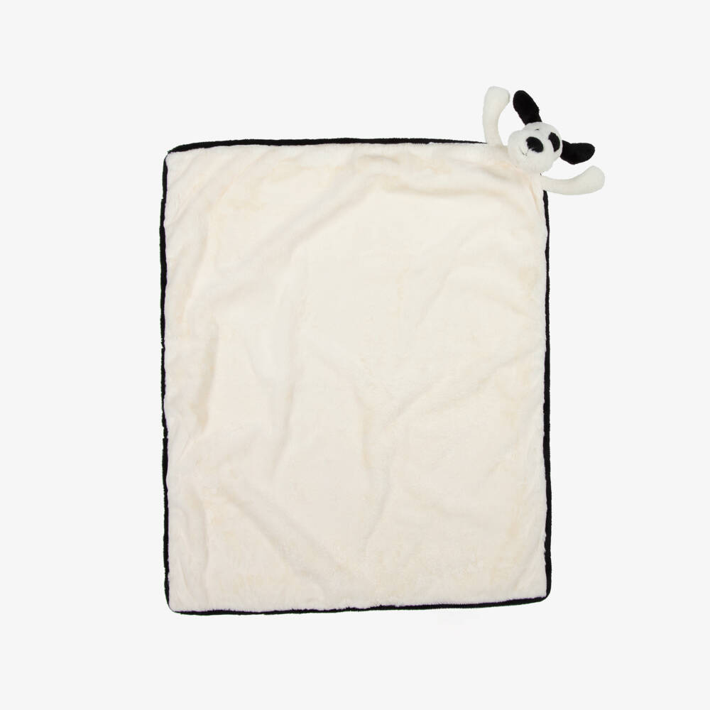 Jellycat-Ivory & Black Bashful Puppy Blanket (71cm) | Childrensalon