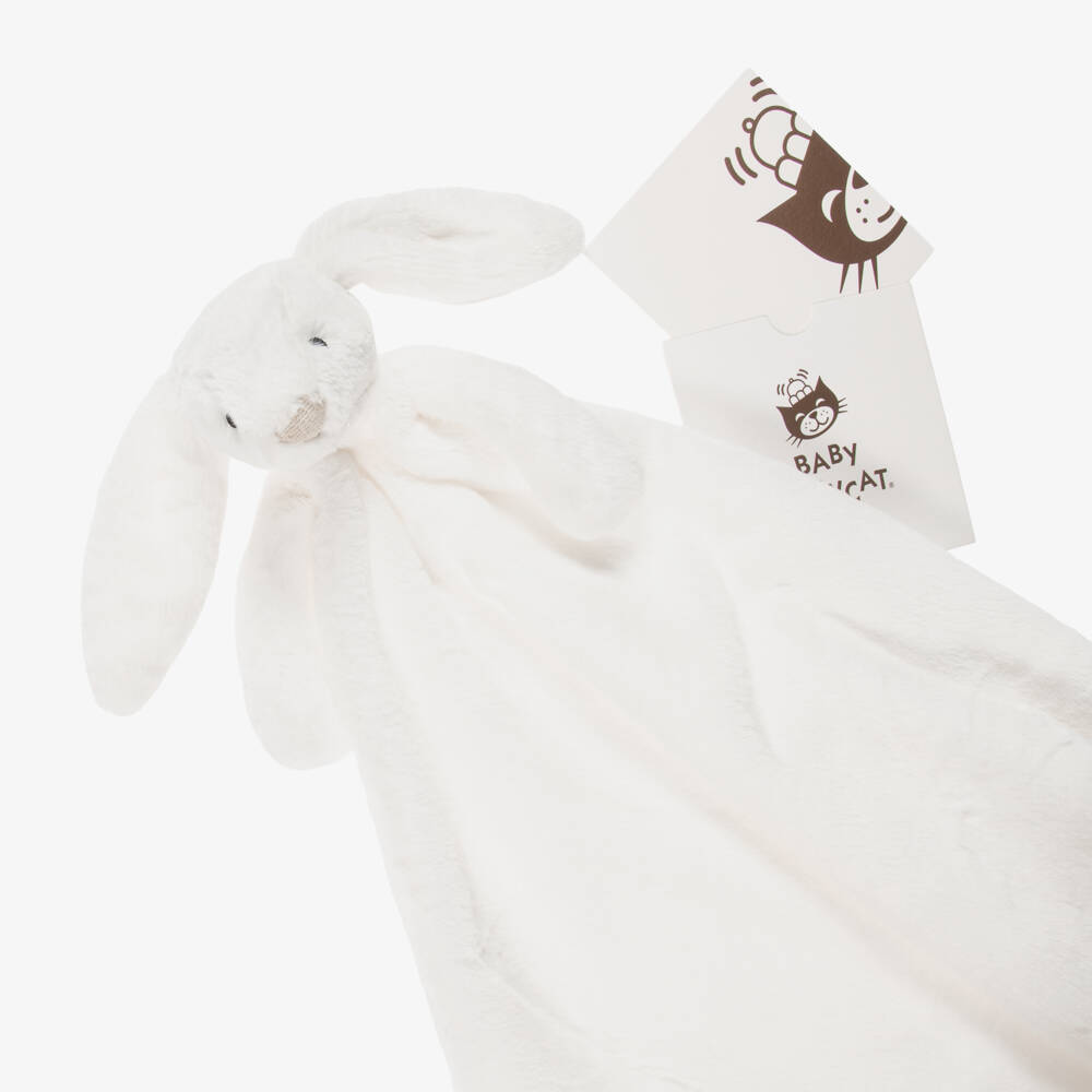 Jellycat-White Plush Bashful Luxe Bunny Luna Blankie (70cm) | Childrensalon