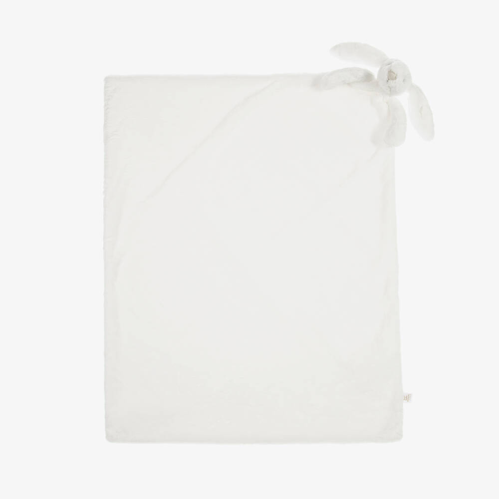 Jellycat-White Plush Bashful Luxe Bunny Luna Blankie (70cm) | Childrensalon